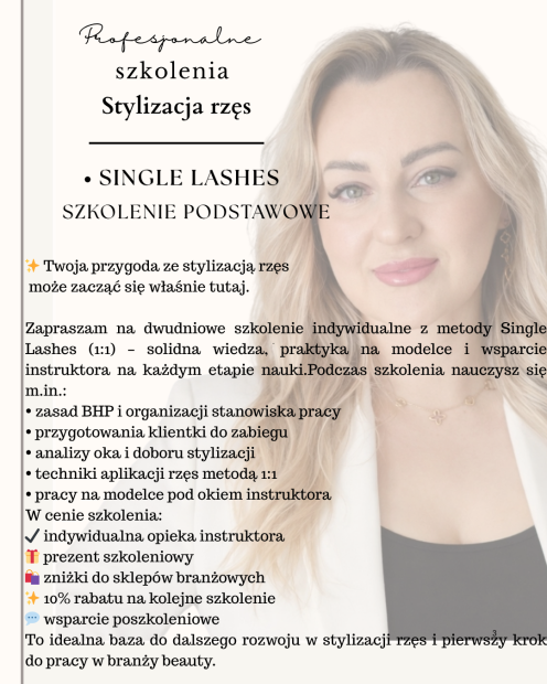 Stylizacja Rzęs SINGLE LASHES Szkolenie Podstawowe